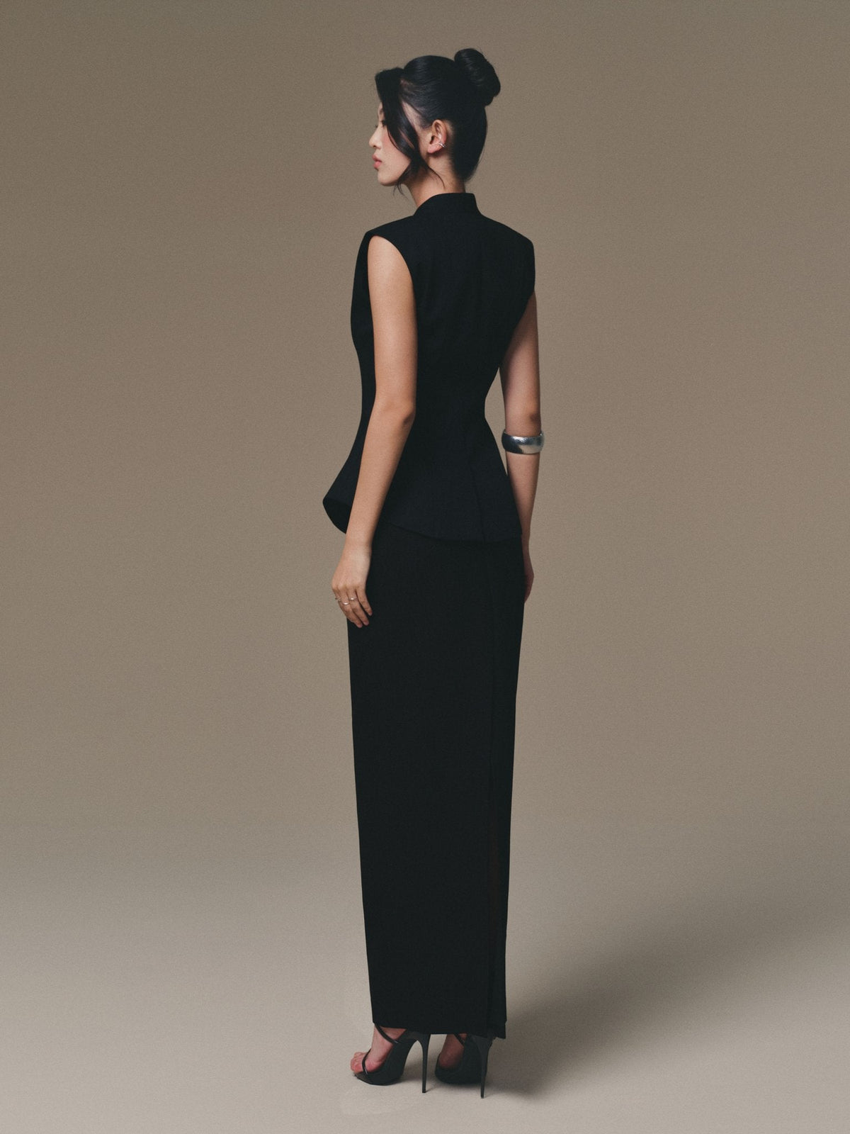 Black Peplum Waistcoat by Keira Tong