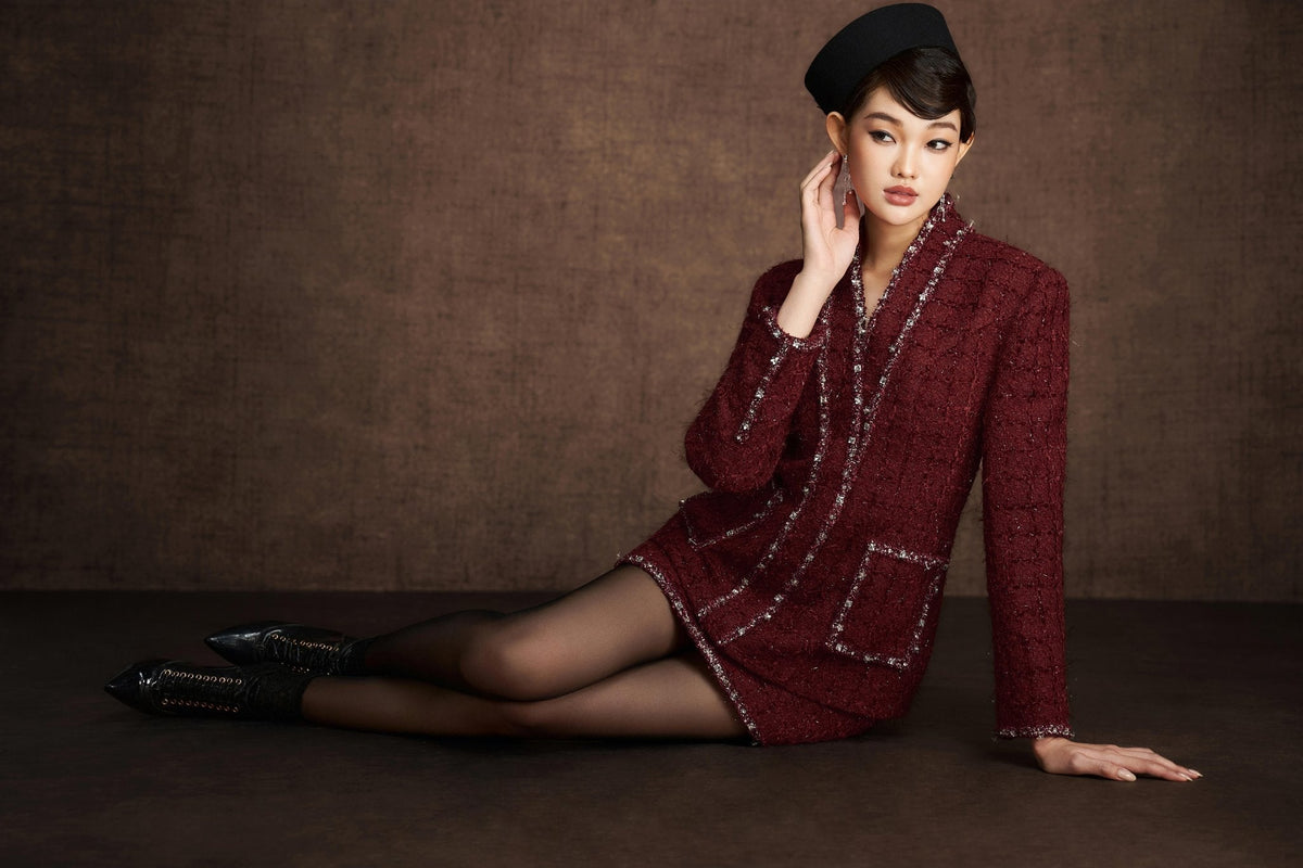 Red Embroidered Skirt by Keira Tong