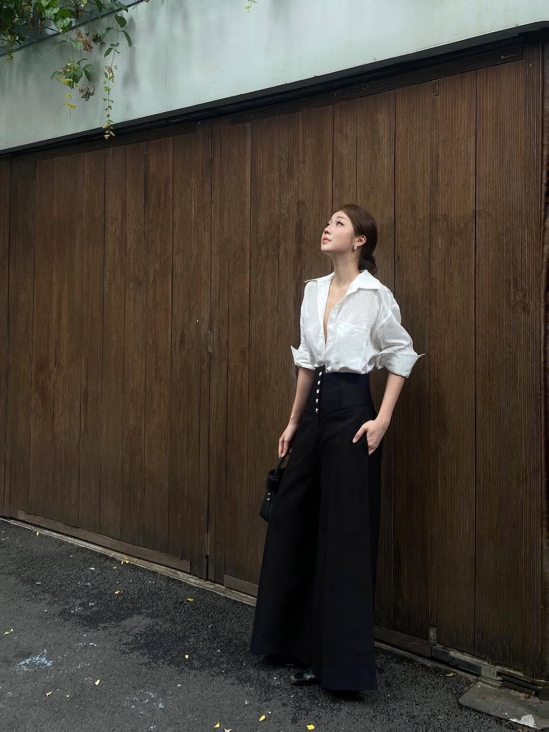 High-waisted Button Pants by Keira Tong