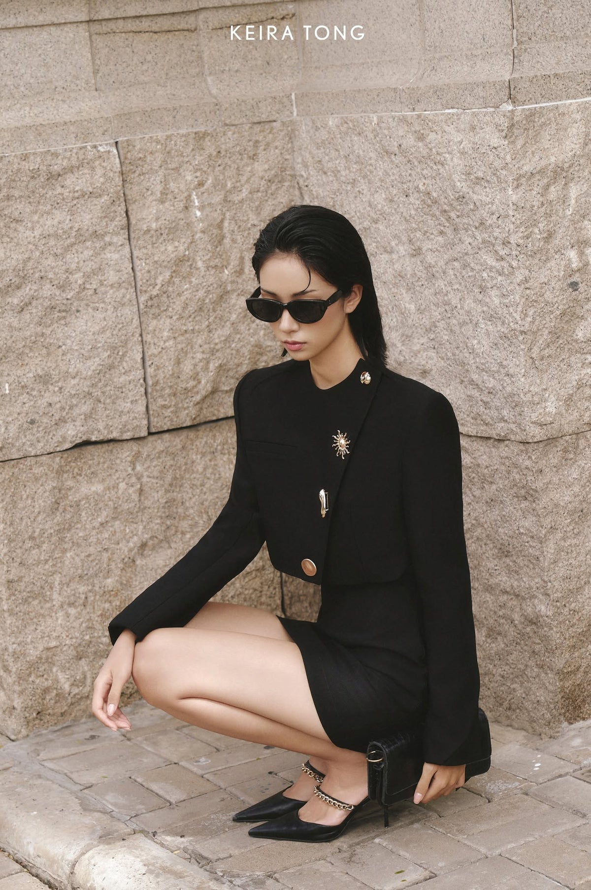 Buttoned Crop Blazer by Keira Tong