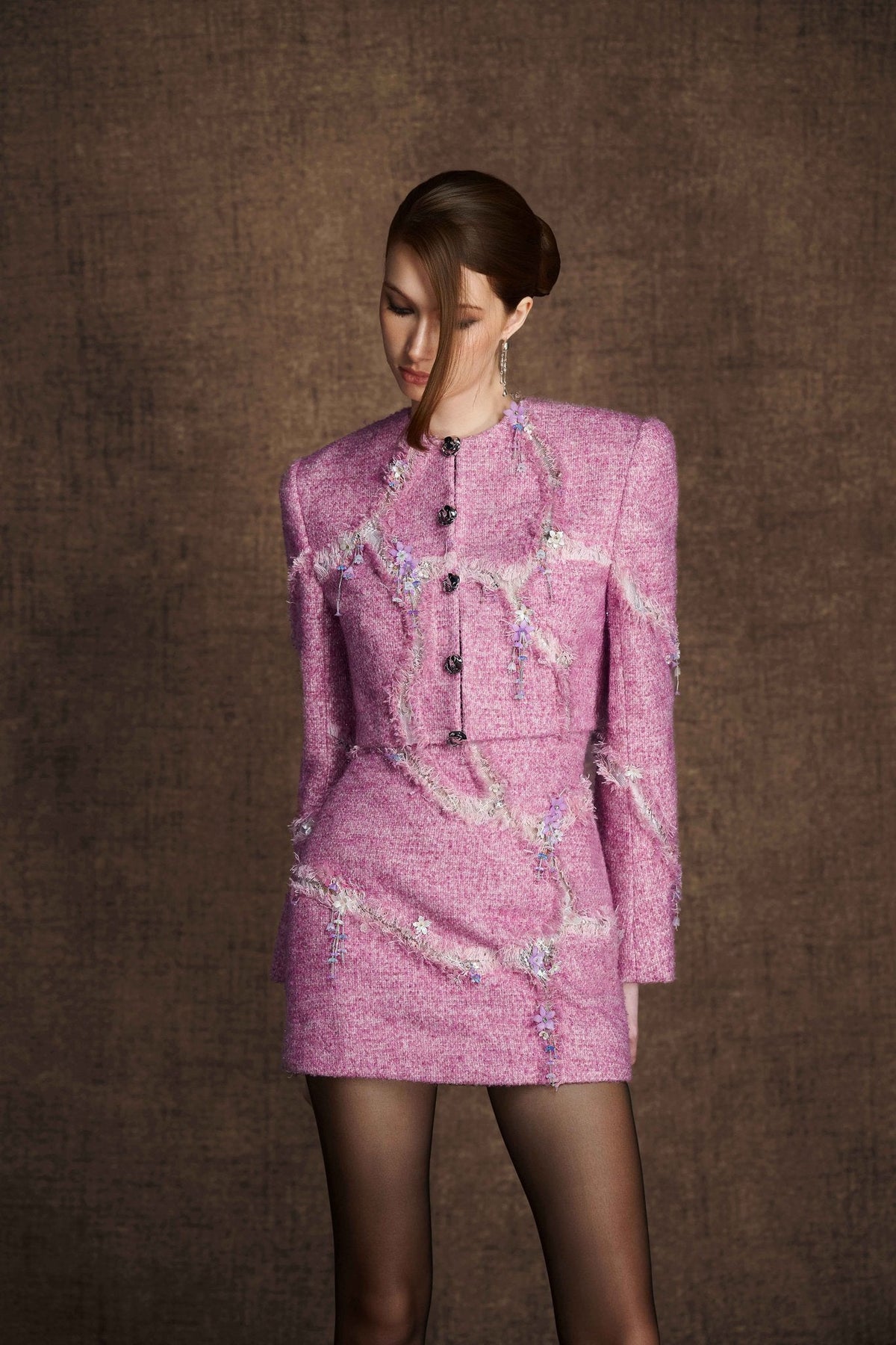 Pink Rifted Crop Blazer by Keira Tong