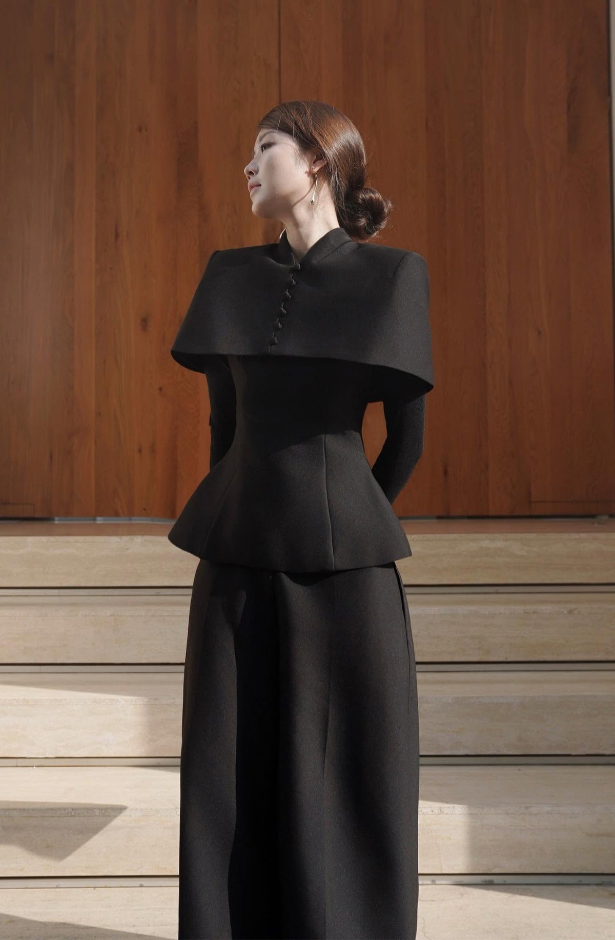 Button Collar Cape by Keira Tong