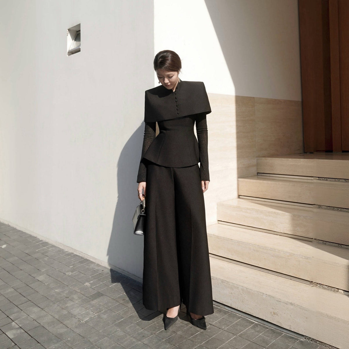 Button Collar Cape by Keira Tong