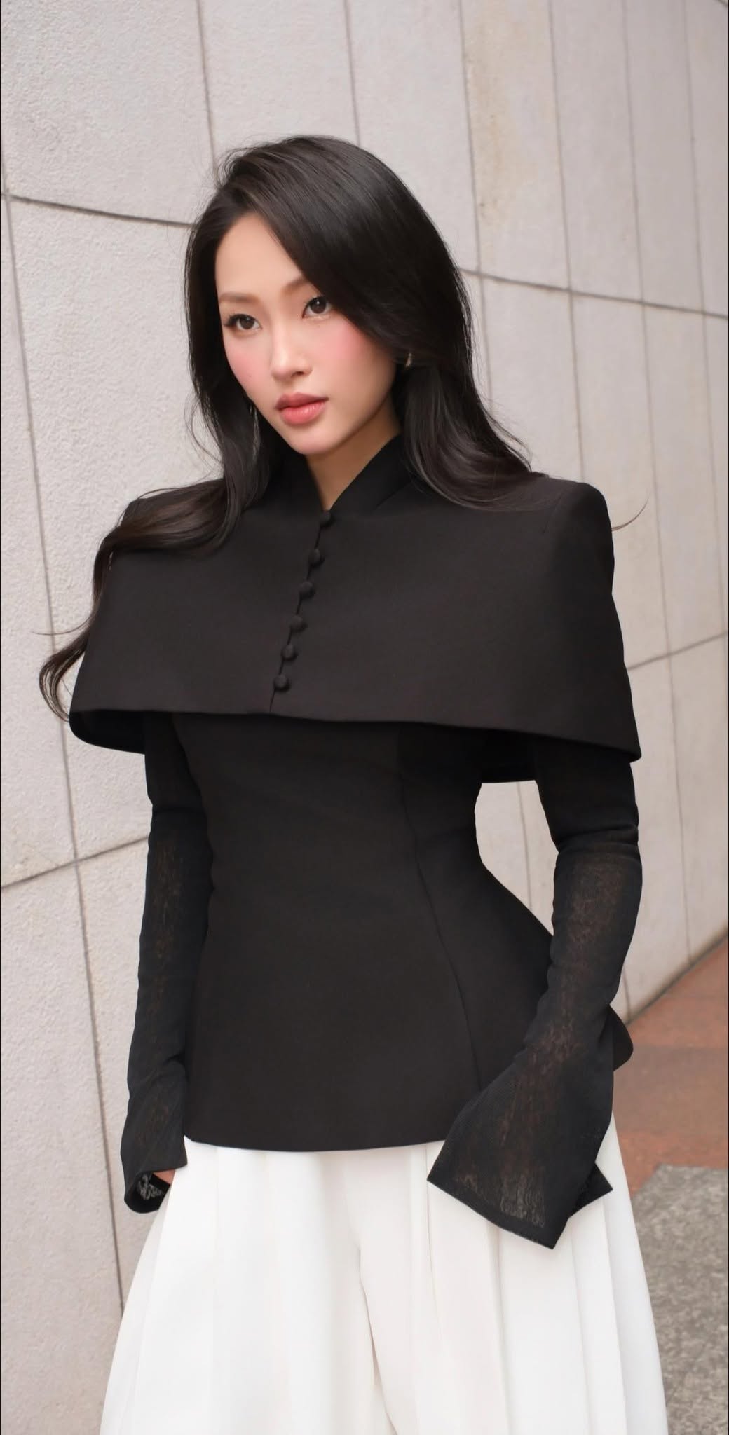 Button Collar Cape by Keira Tong