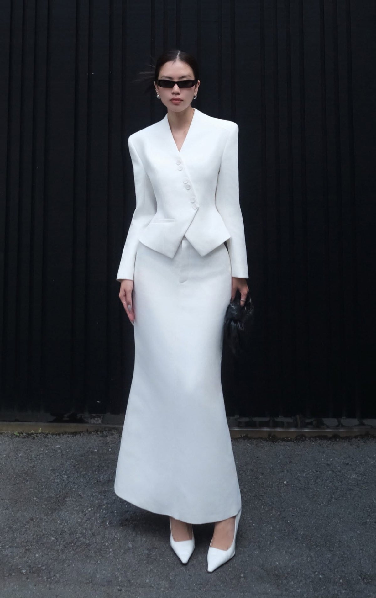 White Pointed Wrap Blazer by Keira Tong