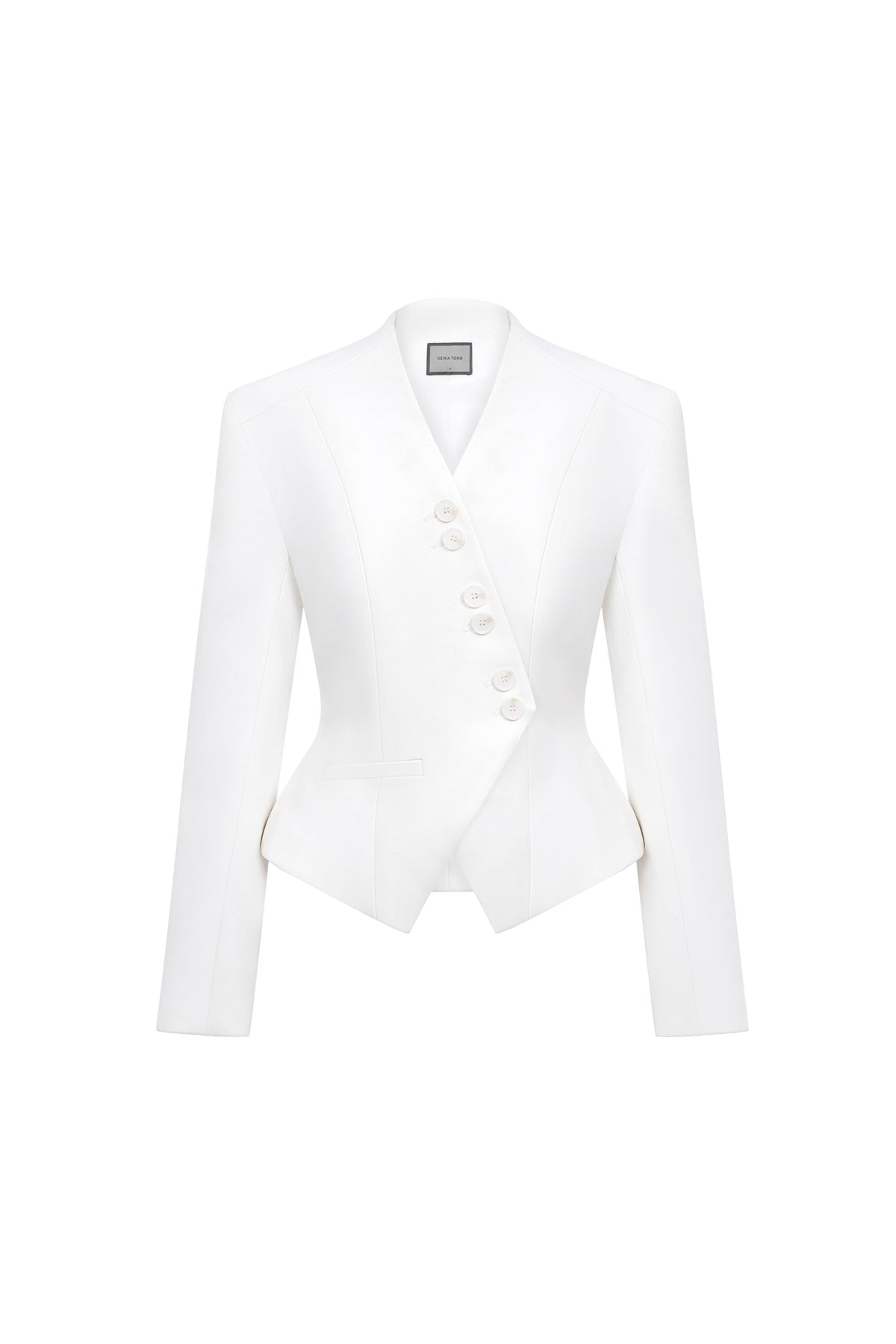 White Pointed Wrap Blazer by Keira Tong