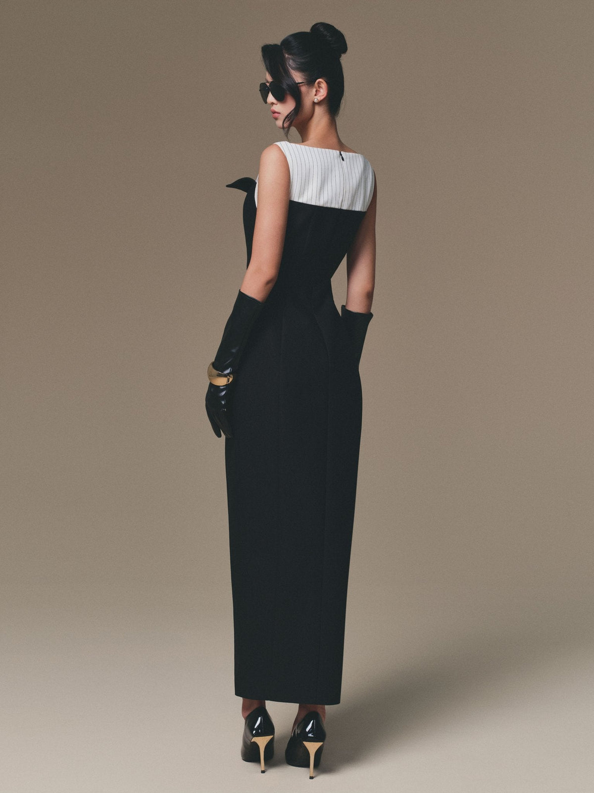 Black Flipped-Bust Panel Dress by Keira Tong