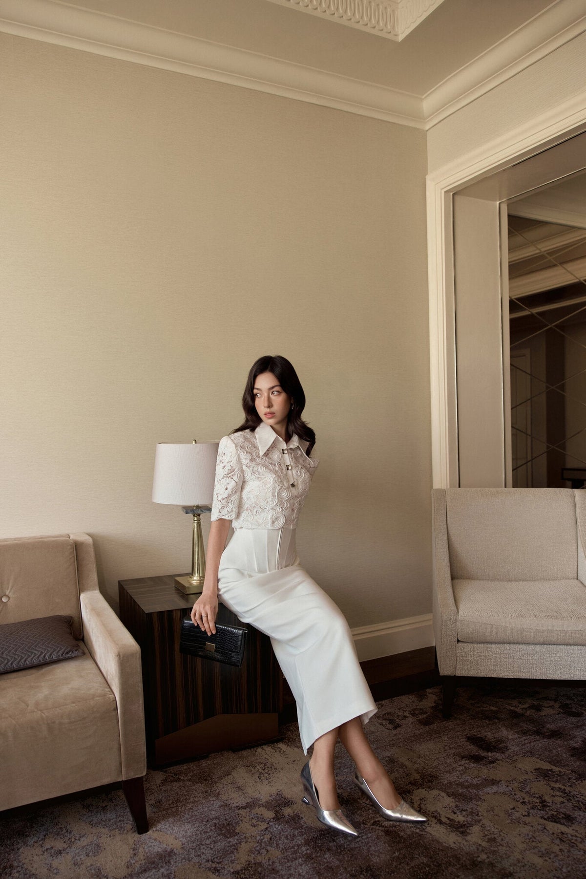 White Gianna Skirt by Keira Tong