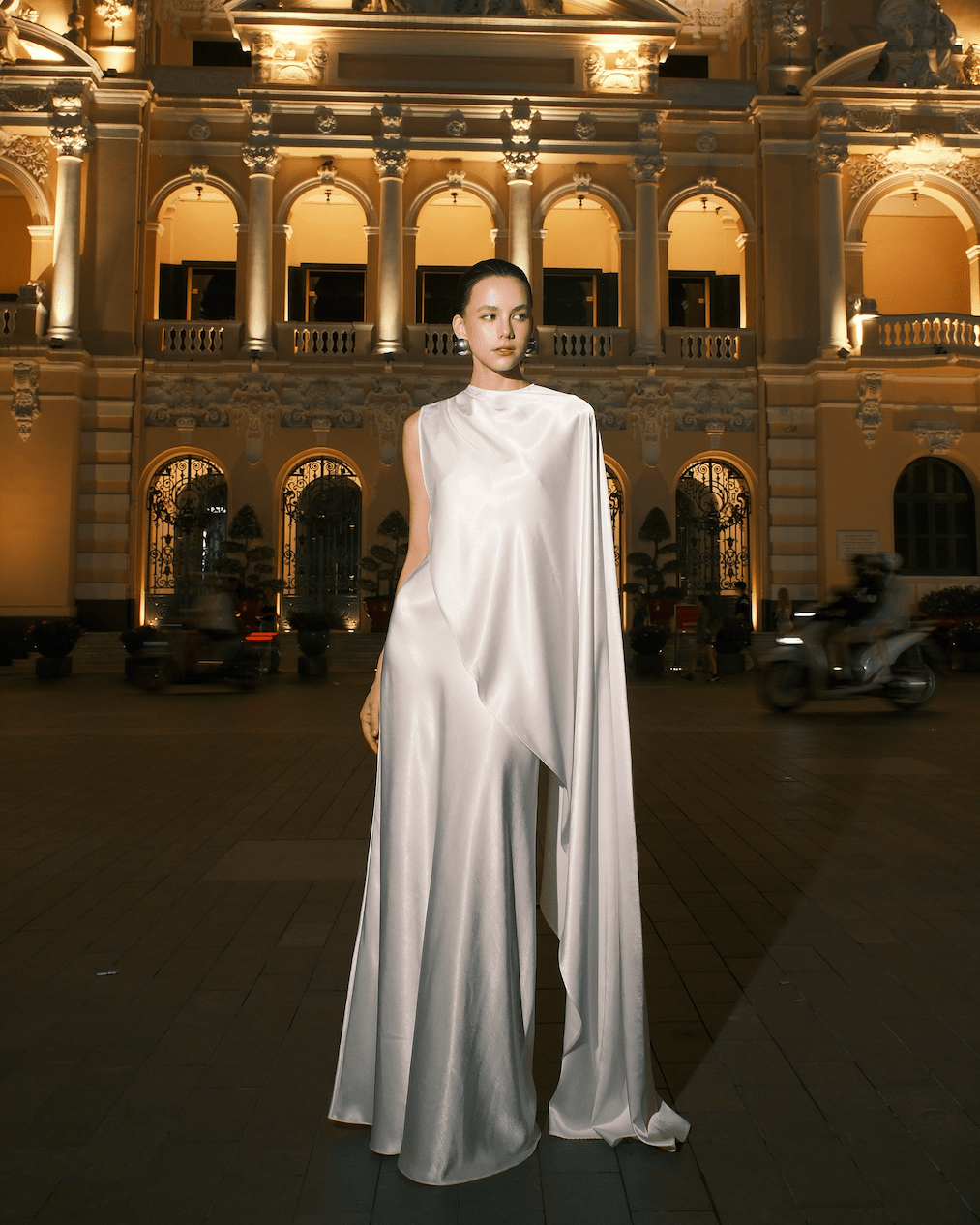 Aurelia Satin Drape Gown by COCOSIN