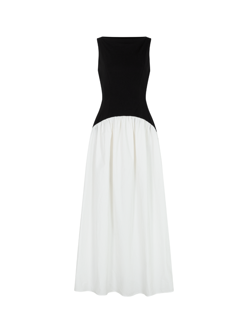 Black & White Sleeveless Contrast Dress by COCOSIN