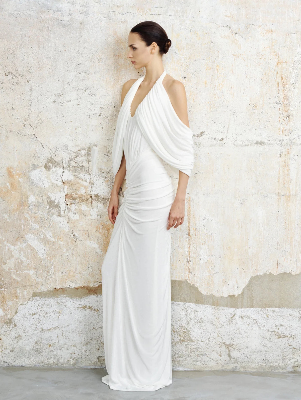Celine Draped Halter Maxi Dress by COCOSIN