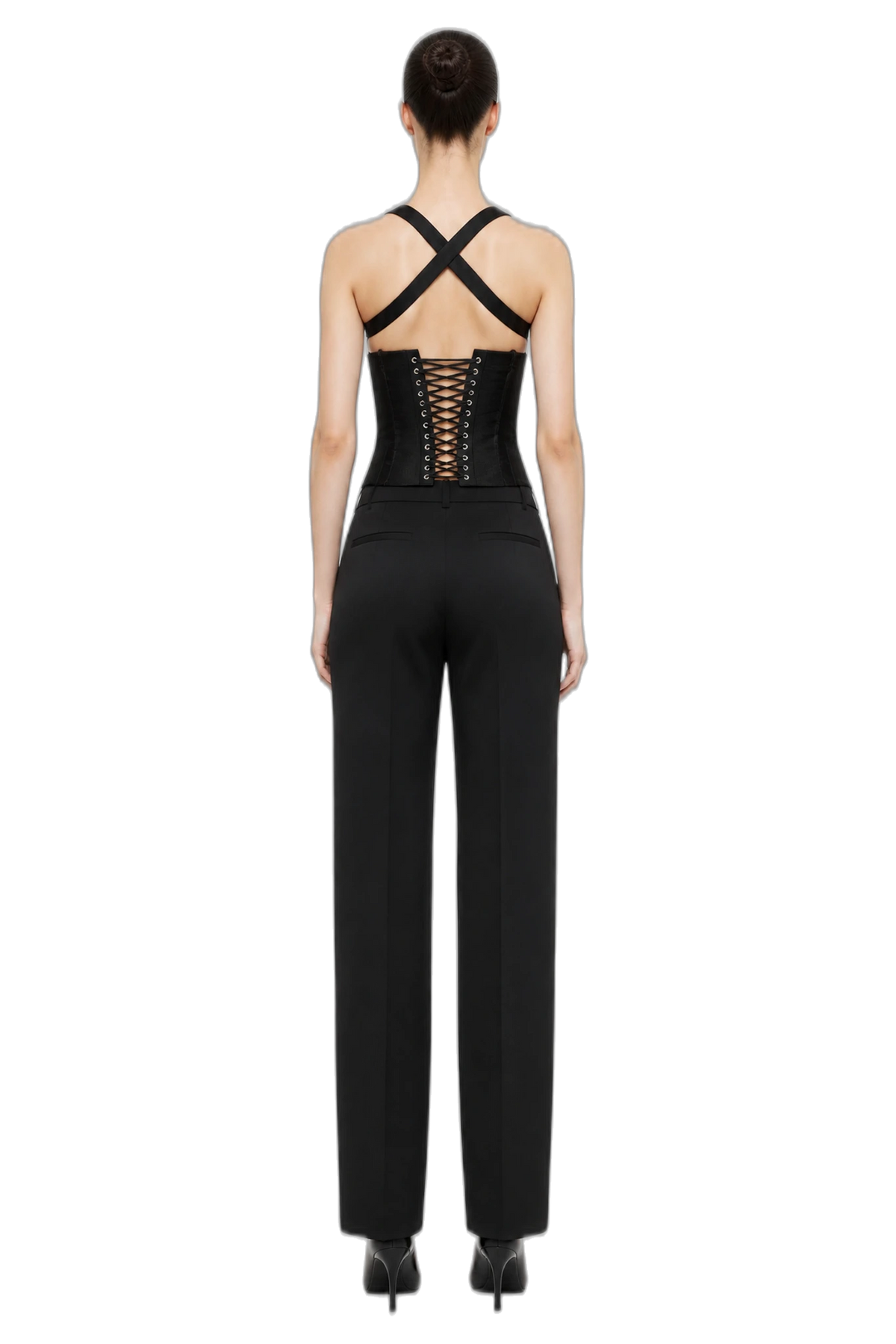 CHANTEL CORSET TOP (BLACK), back view