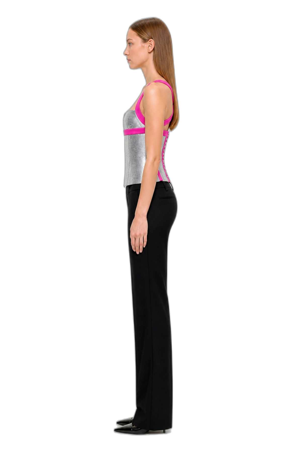 CHANTEL CORSET TOP (SILVER), profile view