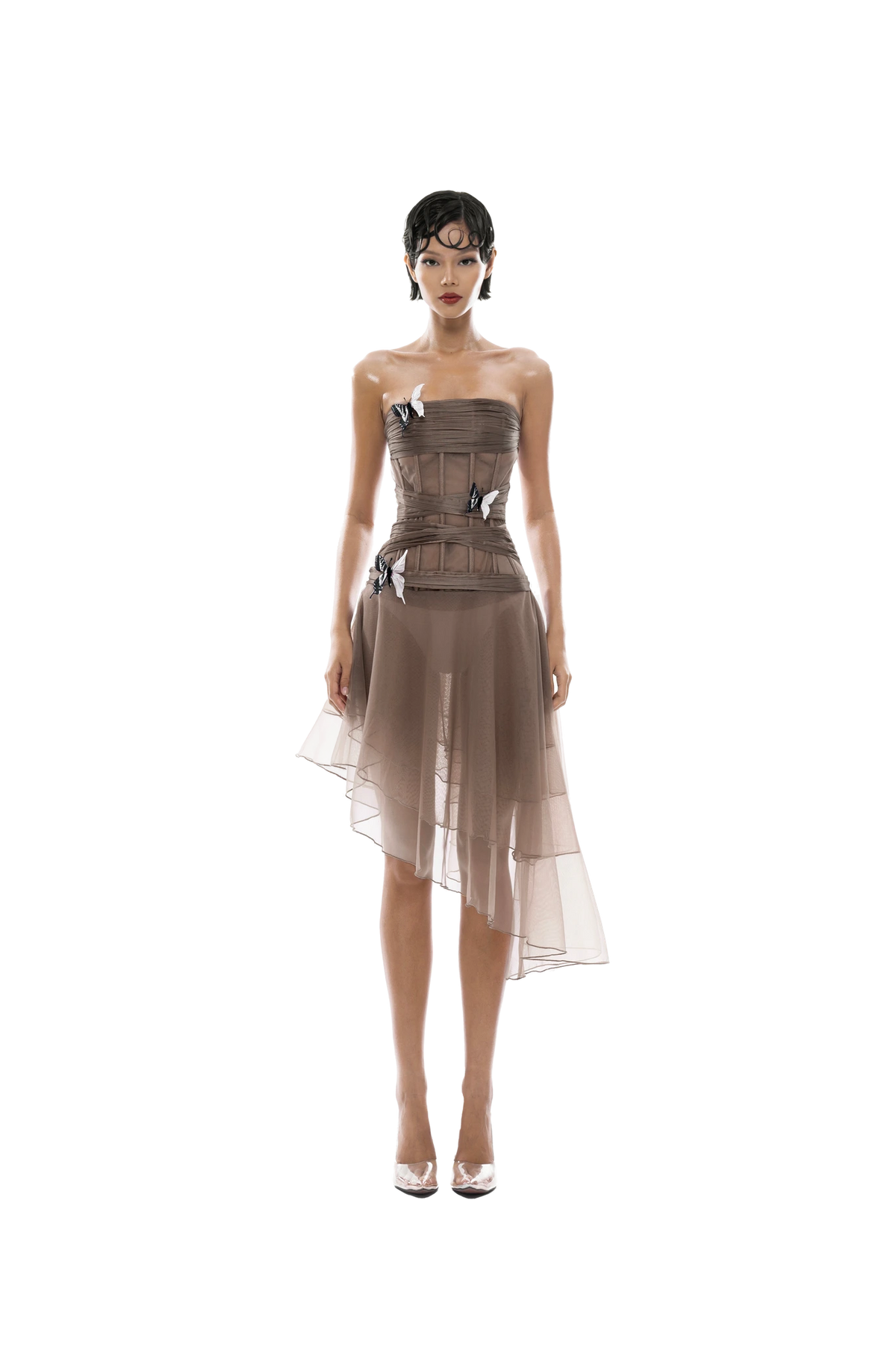 THÉA DRESS WITH BUTTERFLY PINS by Huelleyrose