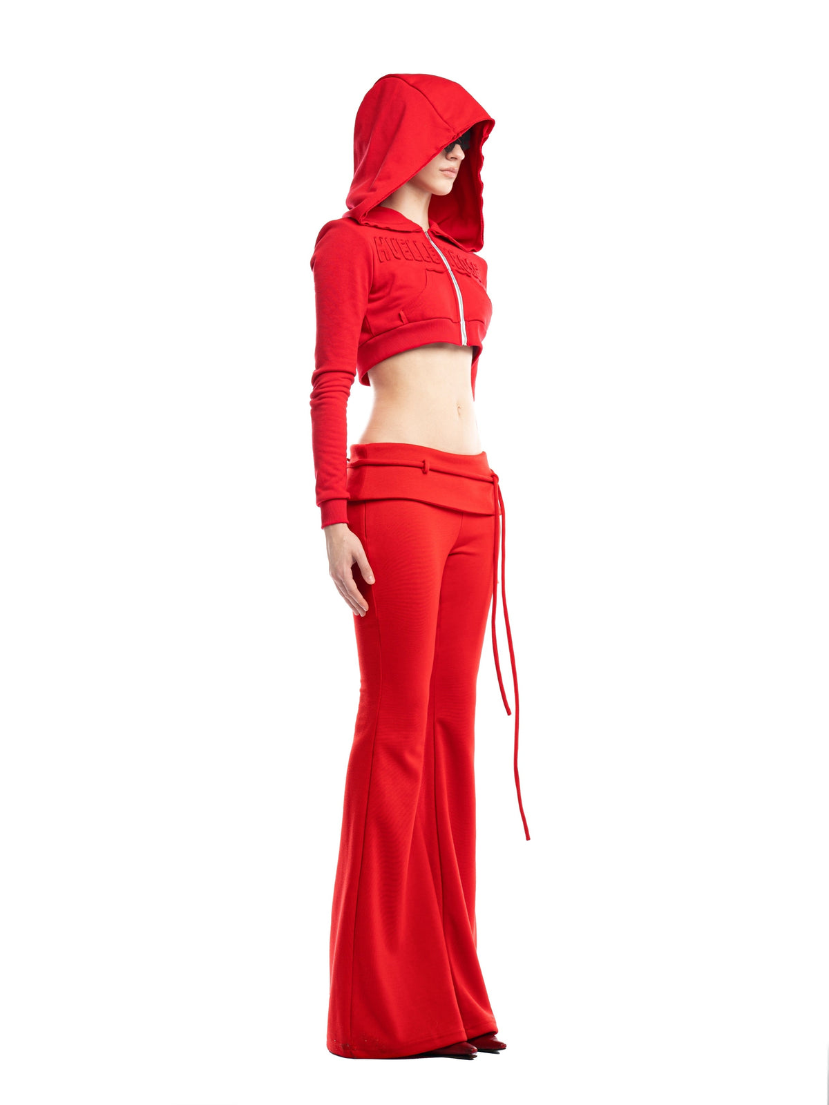 Jolie Cropped Zip Hoodie - Red by Huelleyrose
