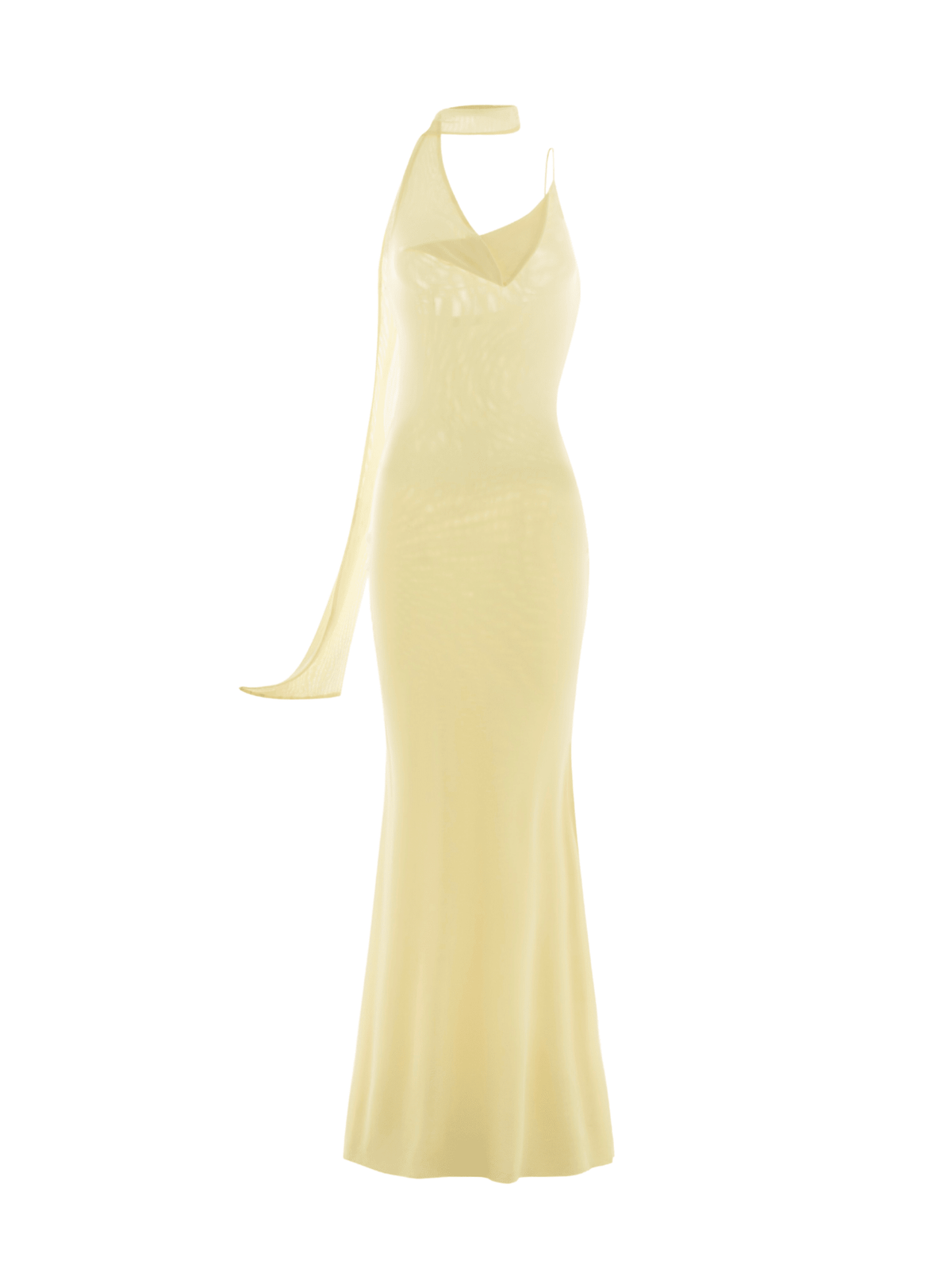 Mesh Halter-Neck Cowl Gown by COCOSIN