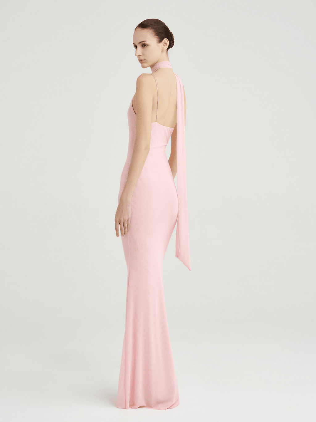 Mesh Halter-Neck Cowl Gown by COCOSIN