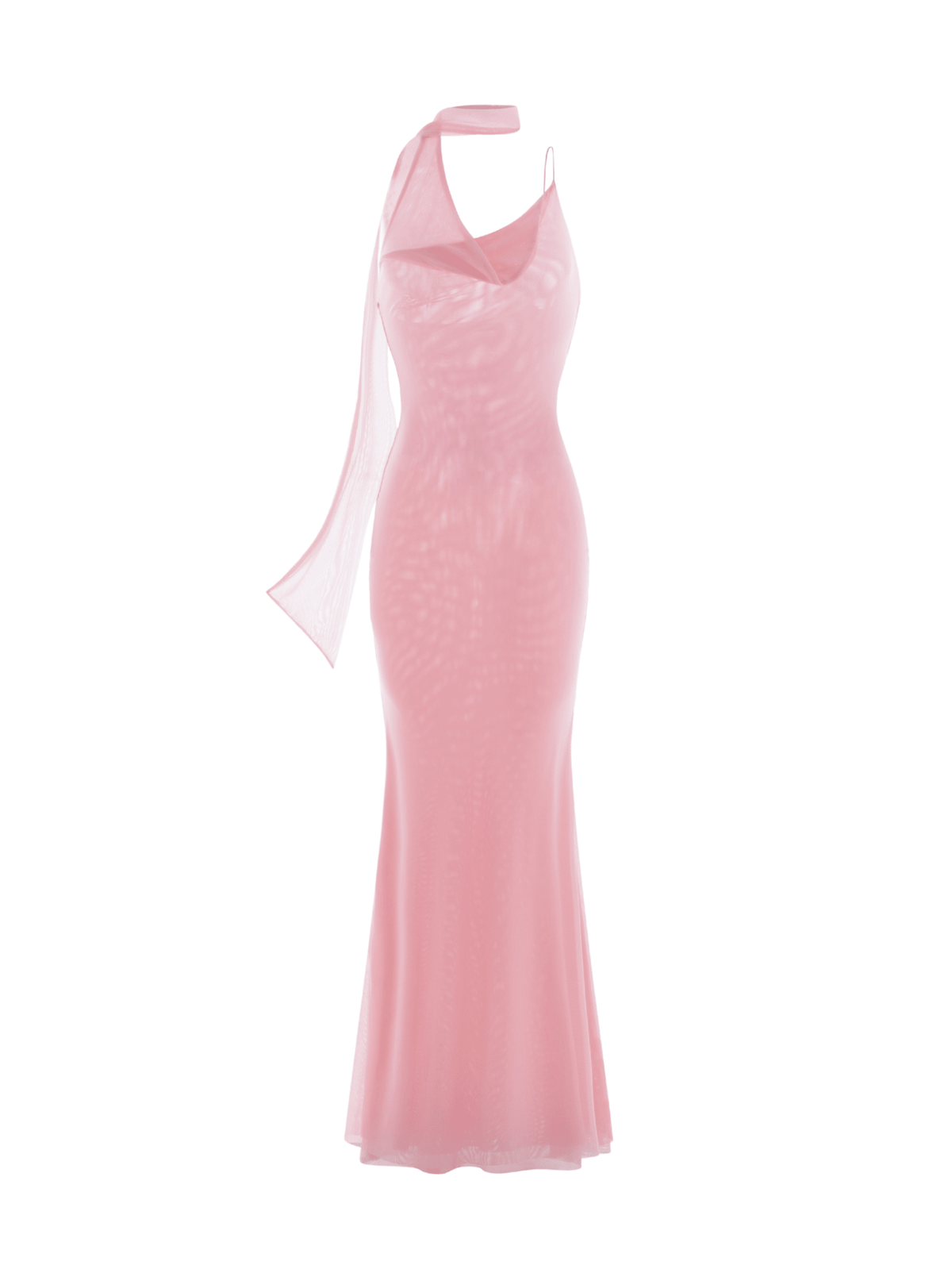 Mesh Halter-Neck Cowl Gown by COCOSIN