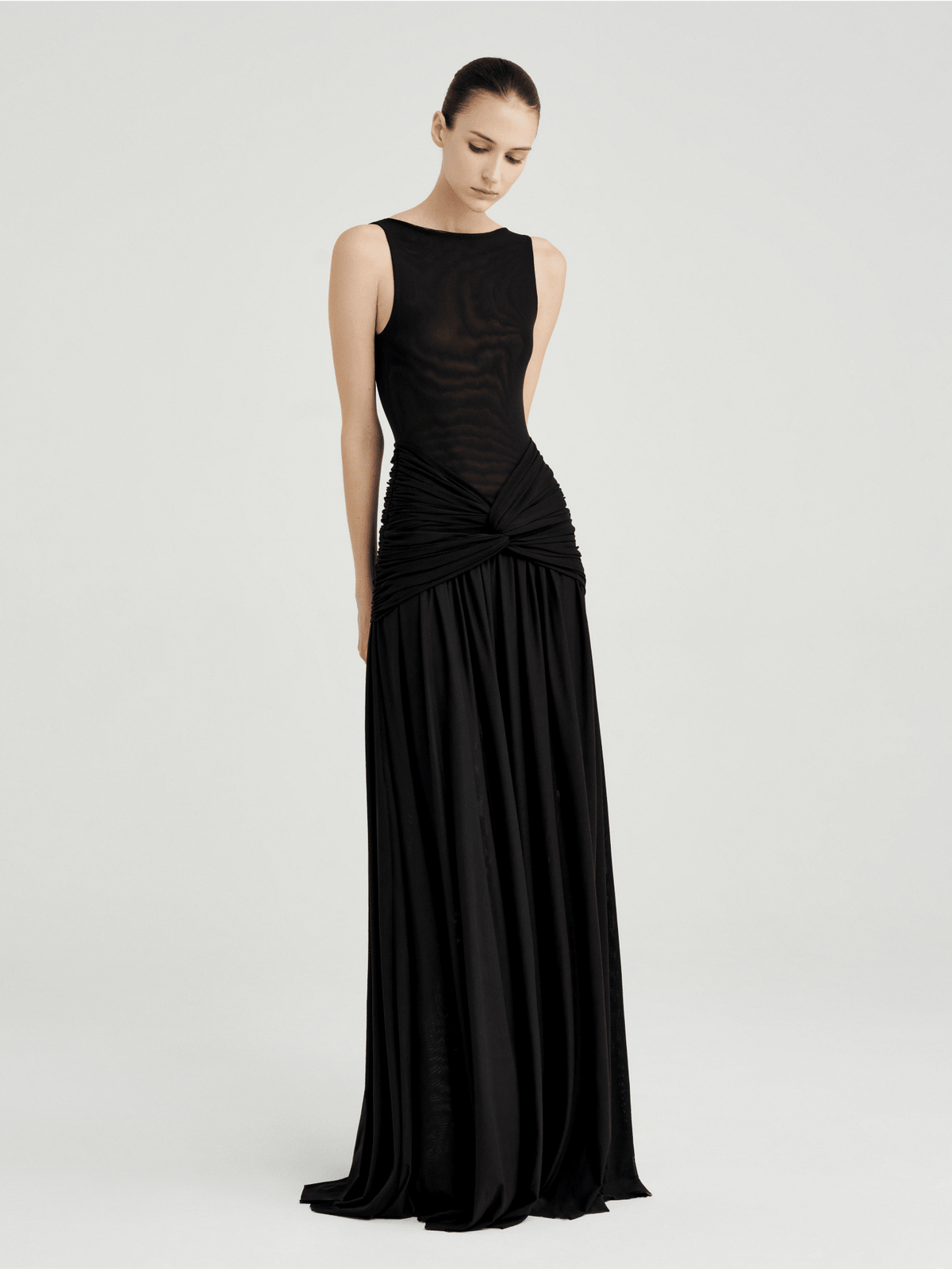 Mesh Twist Waist Maxi Dress by COCOSIN