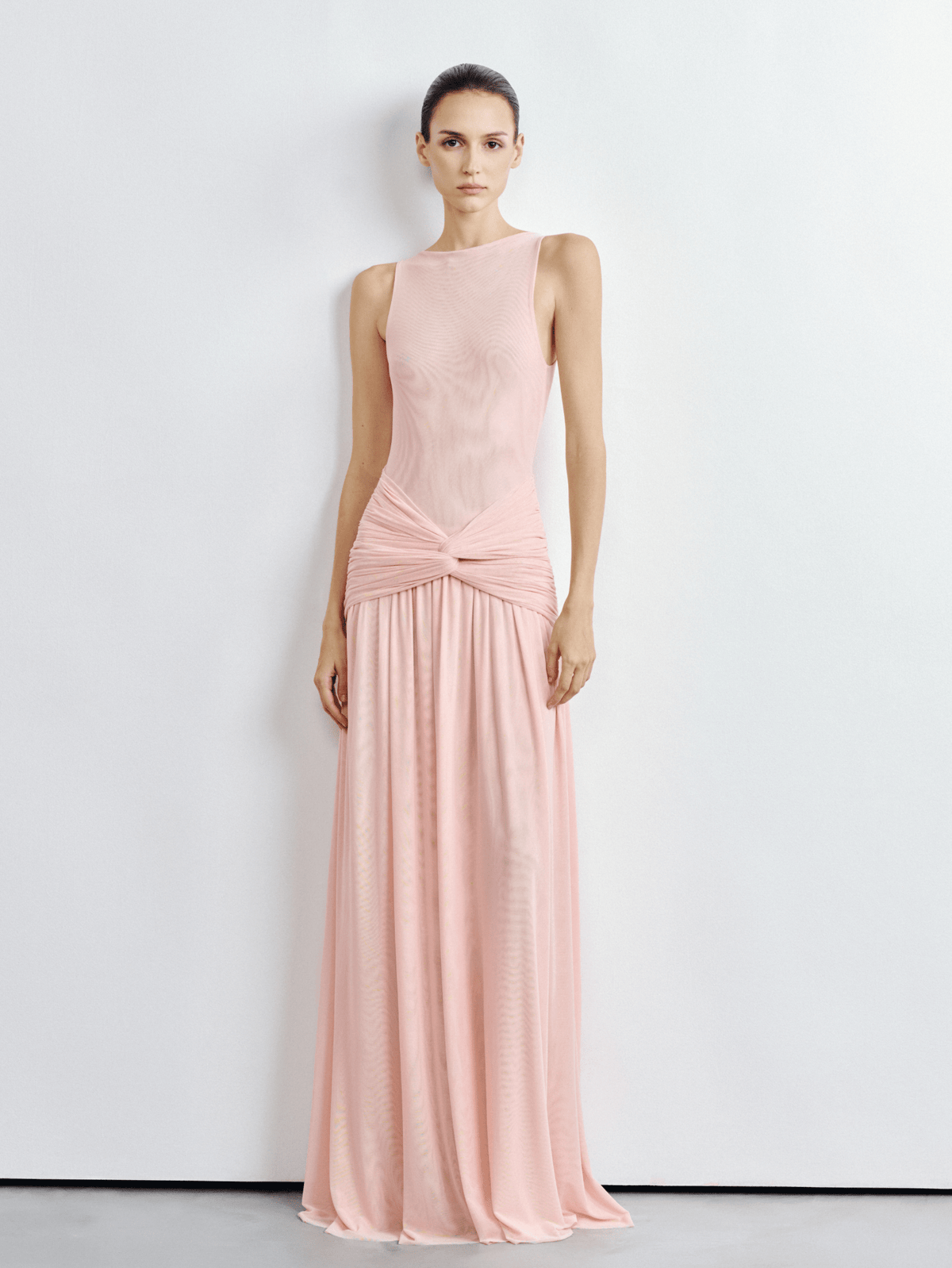 Mesh Twist Waist Maxi Dress by COCOSIN