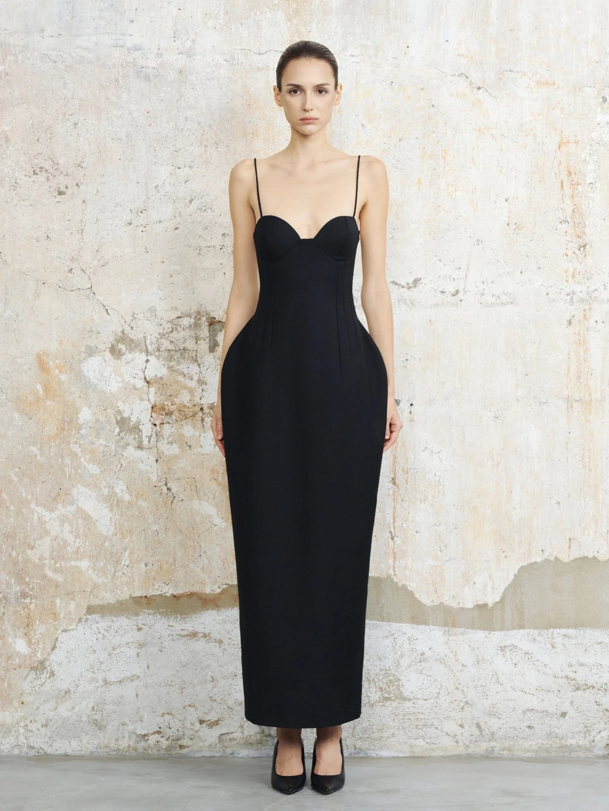 Noir Contour Midi Dress by COCOSIN
