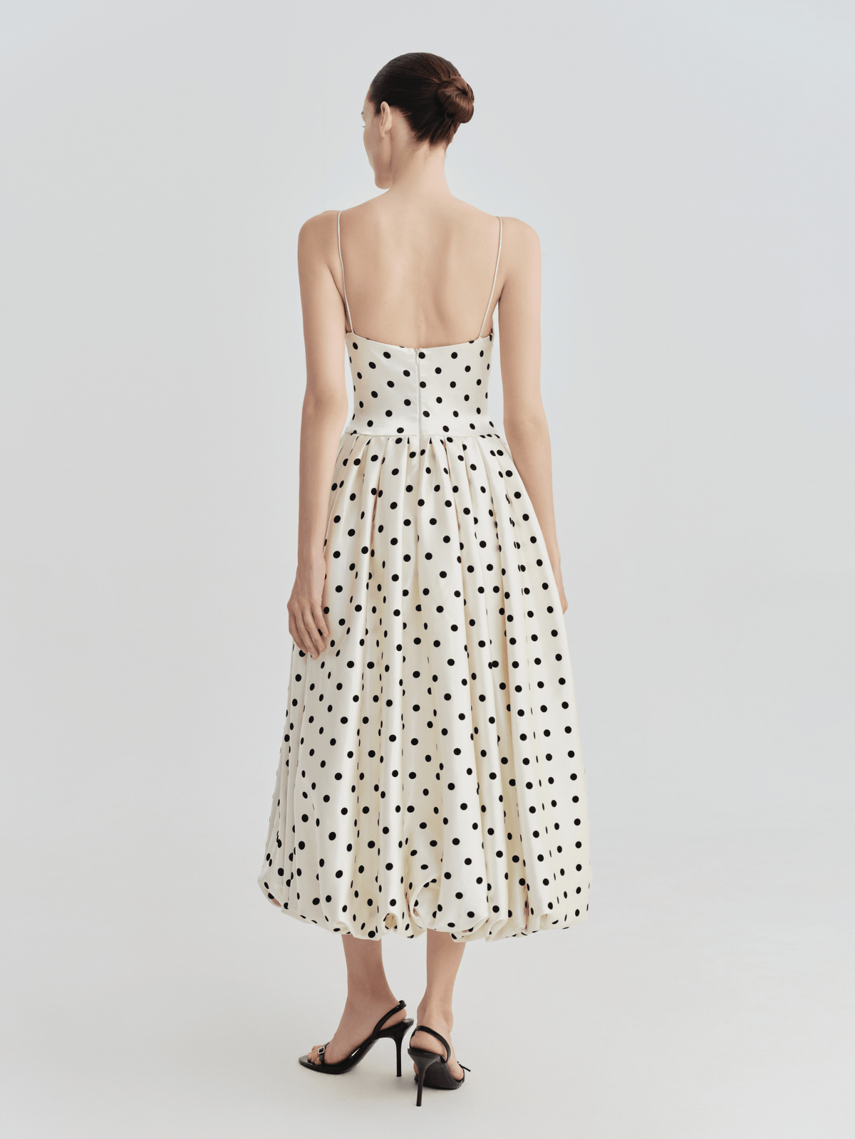 Polka Dot Slip-Strap Fit & Flare Midi Dress by COCOSIN