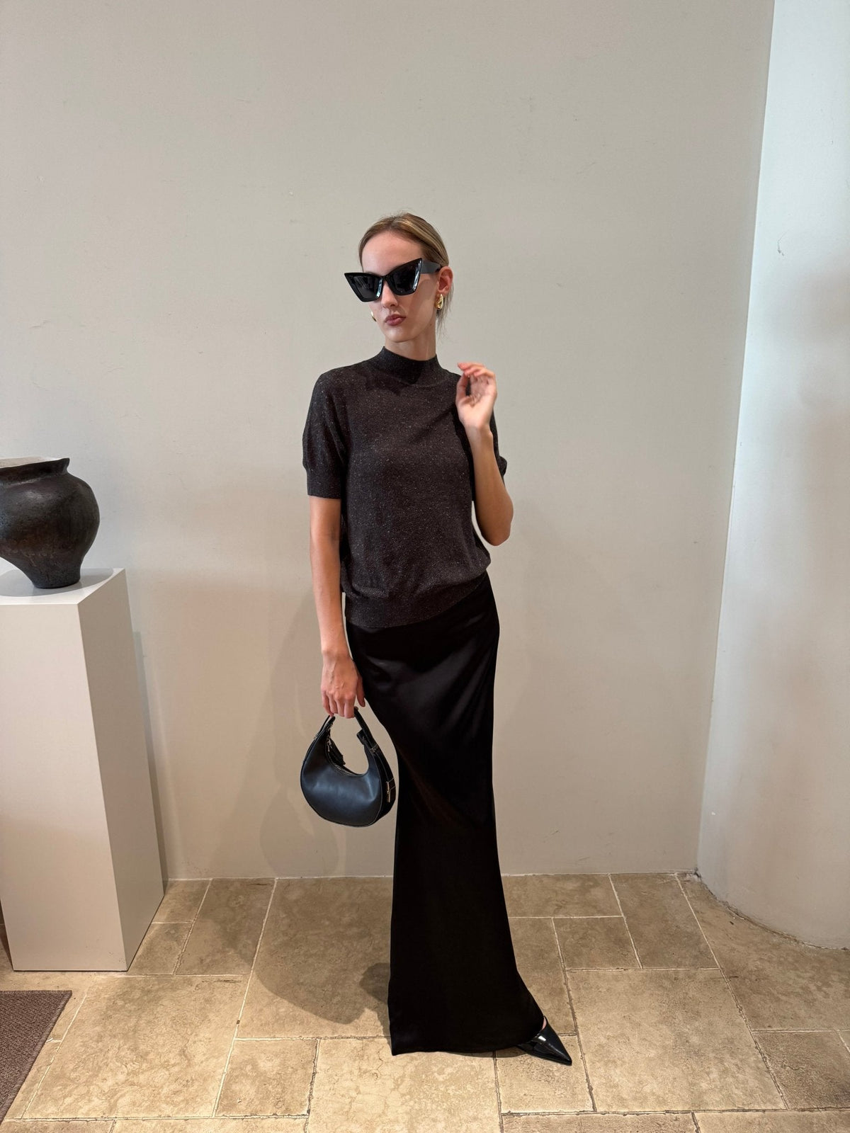 Satin Floor-Length Skirt by COCOSIN
