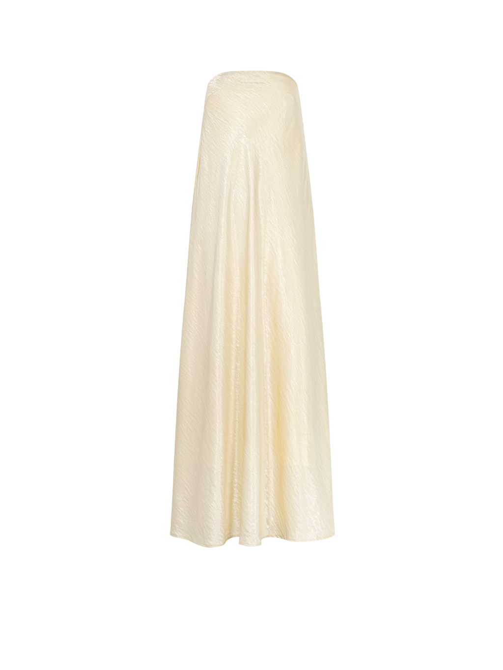 Strapless Satin Maxi Dress with Sheer Cape Overlay by COCOSIN