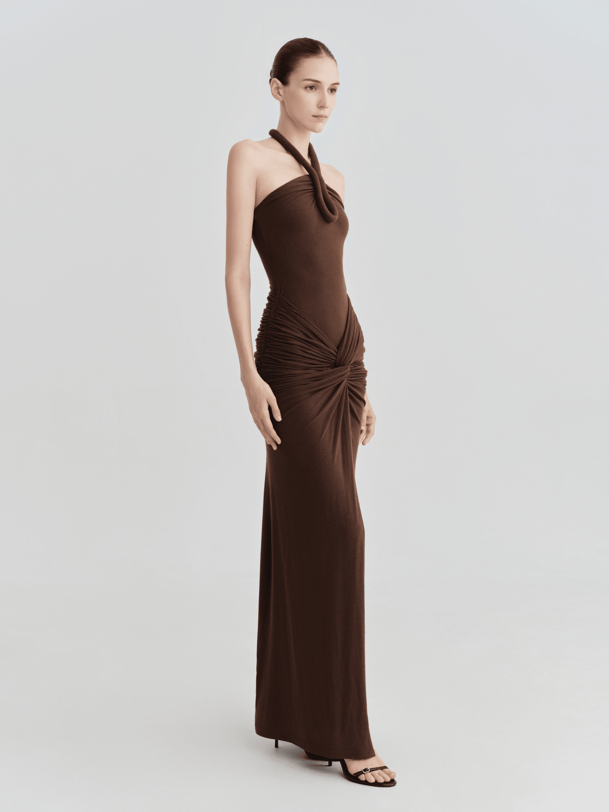 The Ashley Halter Keyhole Twist-Front Maxi Dress by COCOSIN