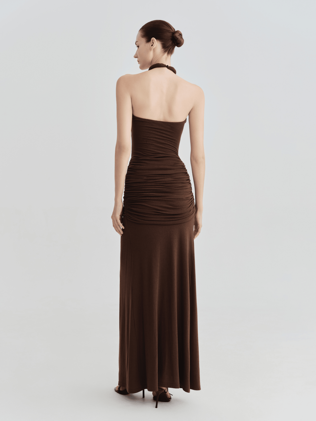 The Ashley Halter Keyhole Twist-Front Maxi Dress by COCOSIN