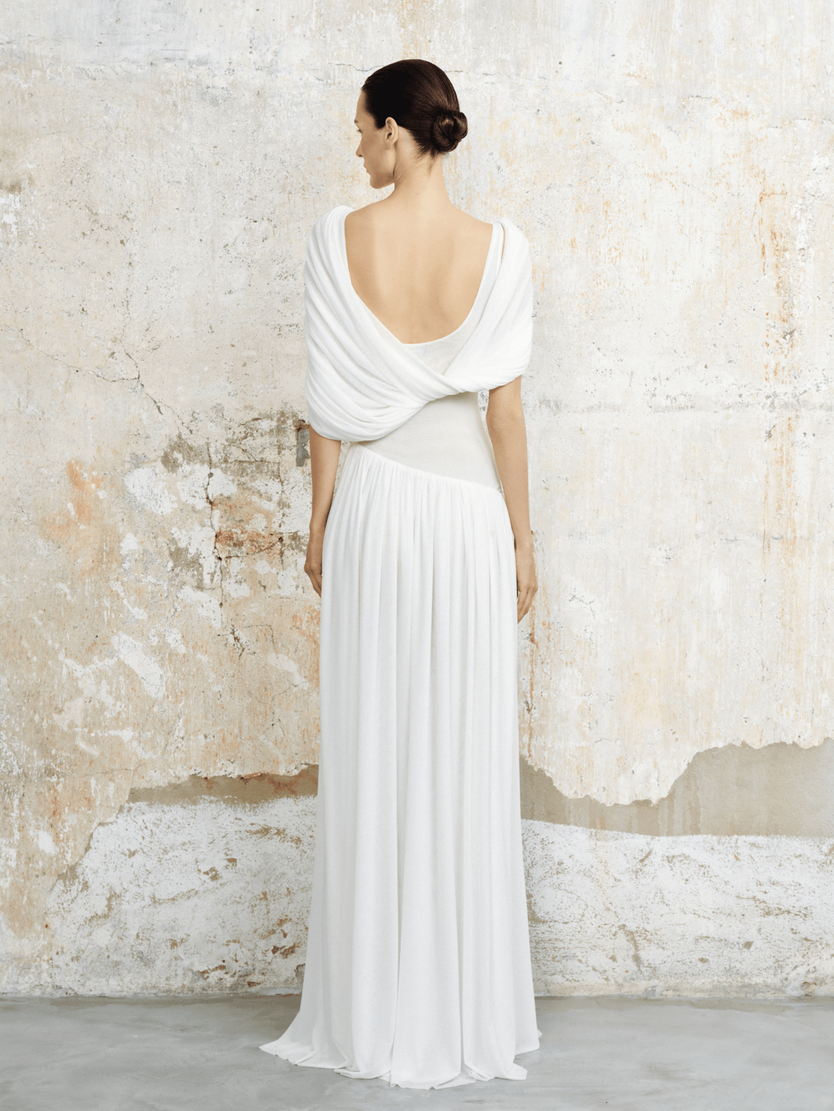 Elara Draped Mesh Maxi Dress by COCOSIN