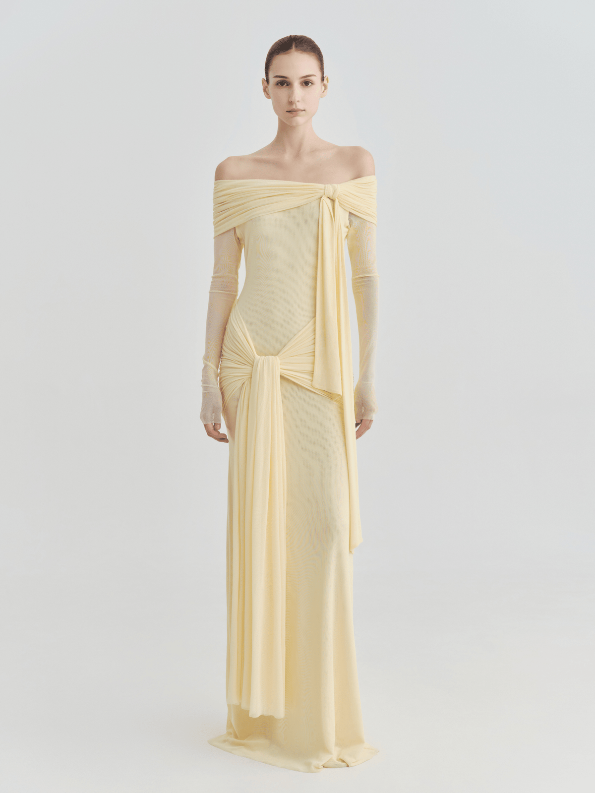 The Lily Off-Shoulder Draped Tie Maxi Dress by COCOSIN