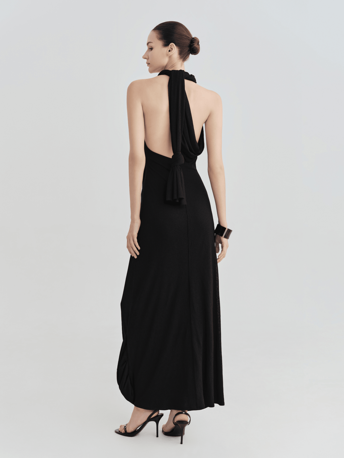 Onyx Scarf-Tie Halter Maxi by COCOSIN