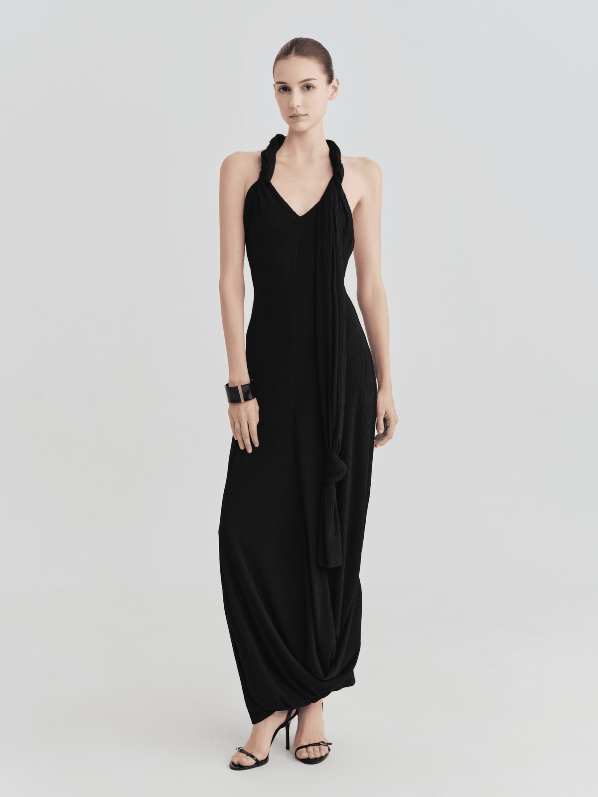 Onyx Scarf-Tie Halter Maxi by COCOSIN