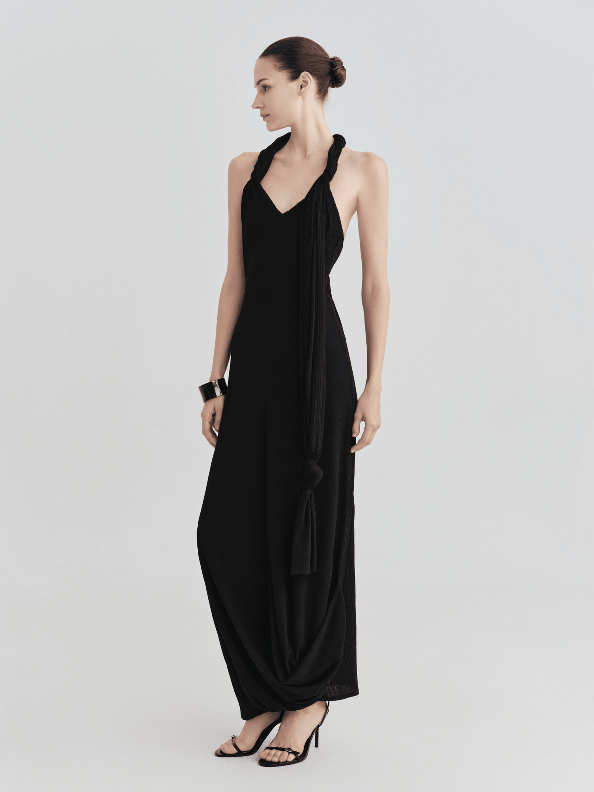 Onyx Scarf-Tie Halter Maxi by COCOSIN