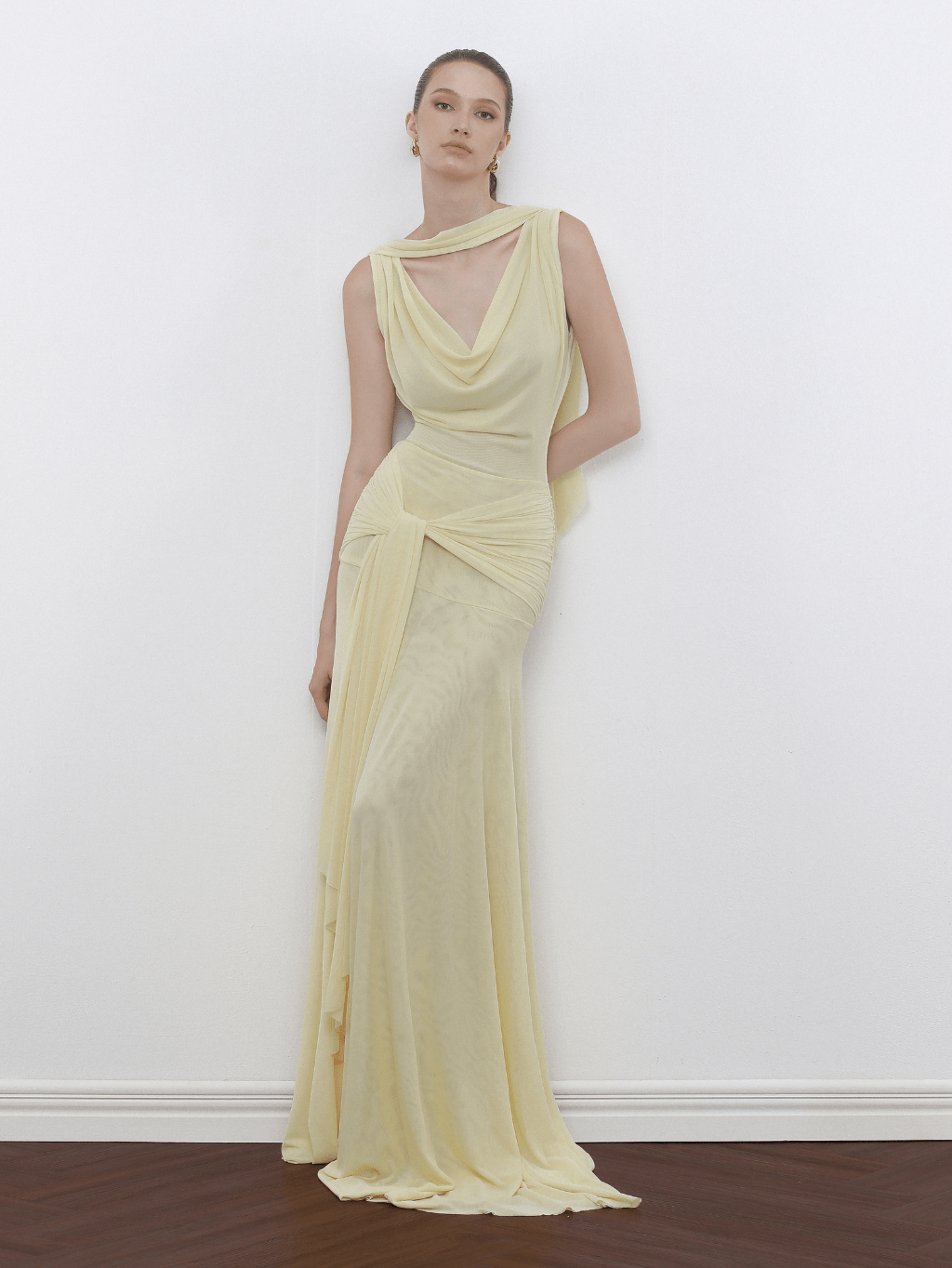 The Solène Drape Maxi Dress by COCOSIN