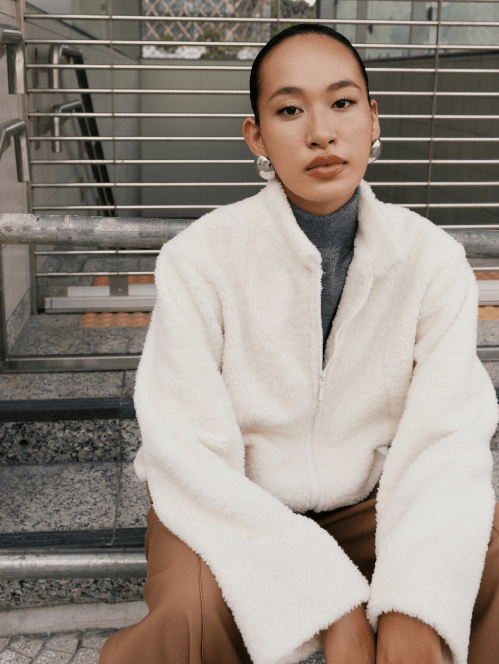 White Faux Fur Coat by COCOSIN