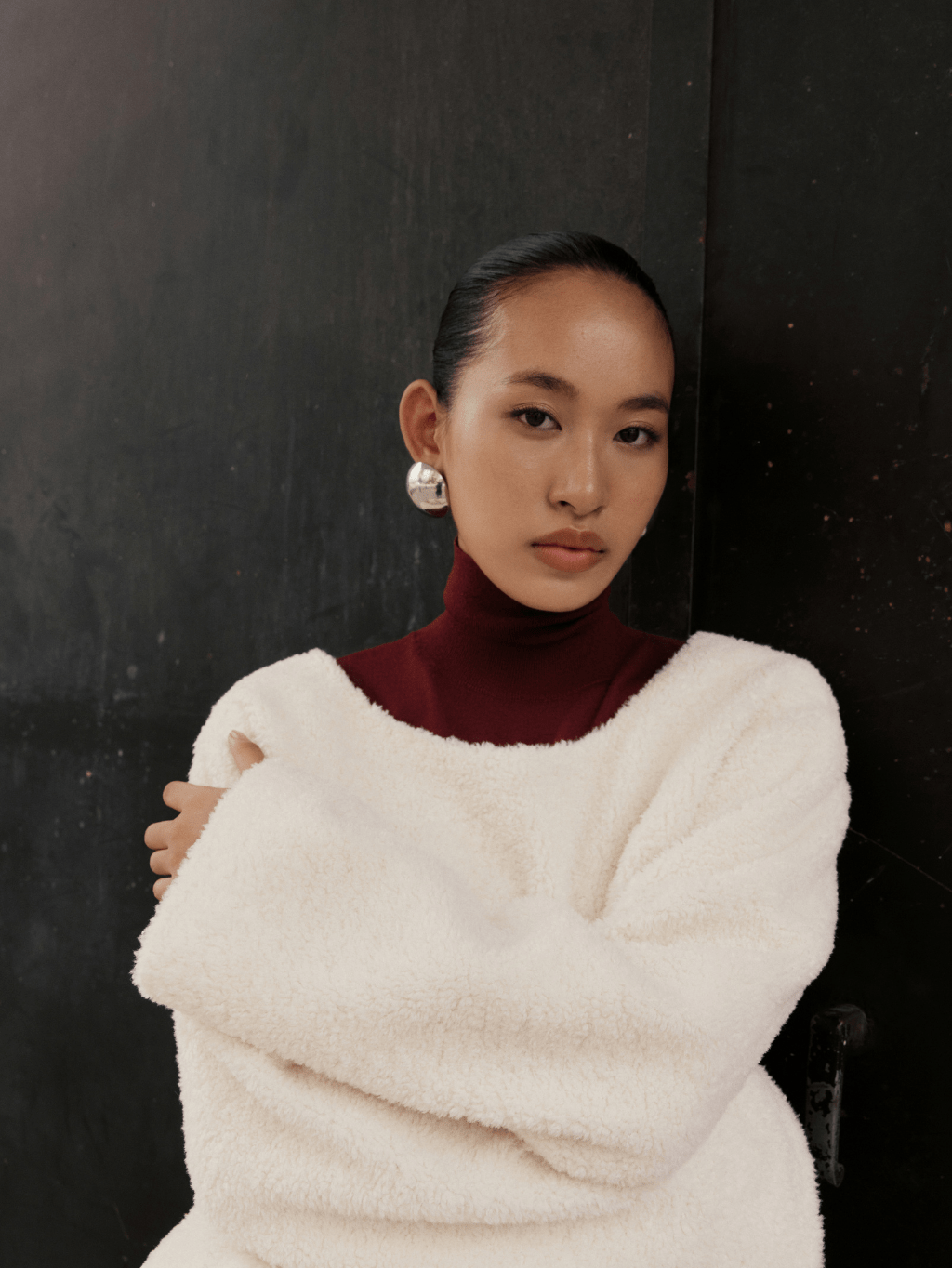 White Faux Fur Top by COCOSIN