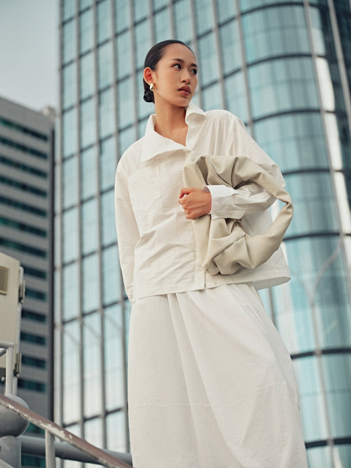 White Midi Skirt by COCOSIN