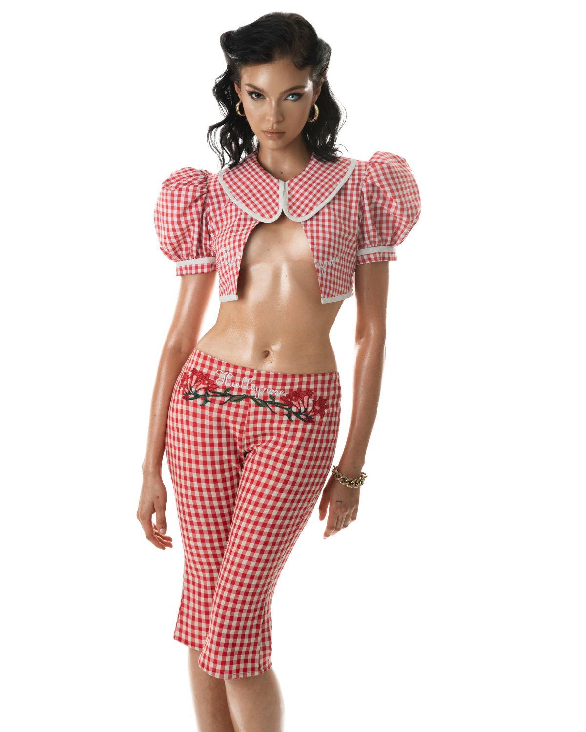 Rhoda Gingham Capri Pants by Huelleyrose