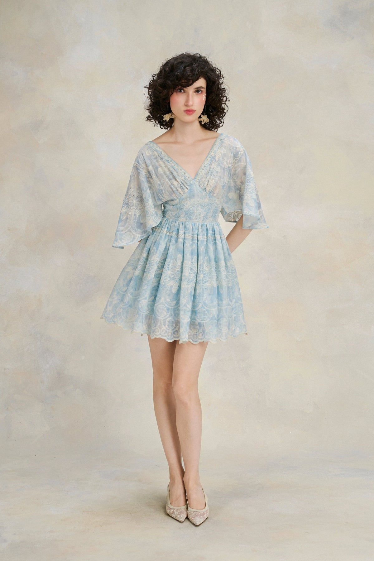 Flutter Lace Dress - Sky Blue by Emchic
