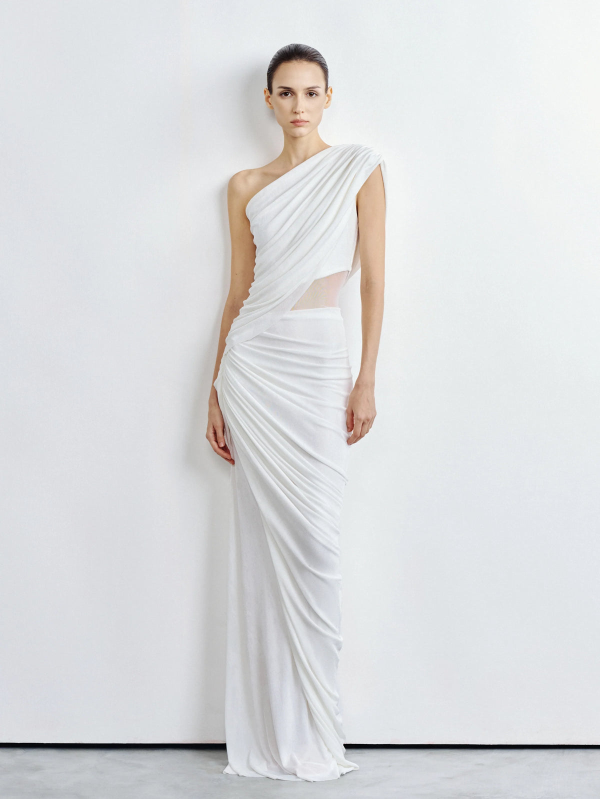 One-Shoulder Draped Cutout Gown by COCOSIN