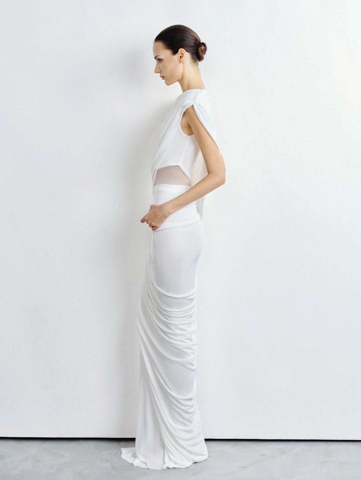 One-Shoulder Draped Cutout Gown by COCOSIN