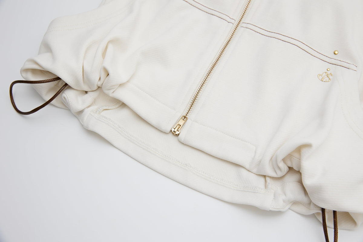“Puff”Hoodie Top White by Sultry Virgin