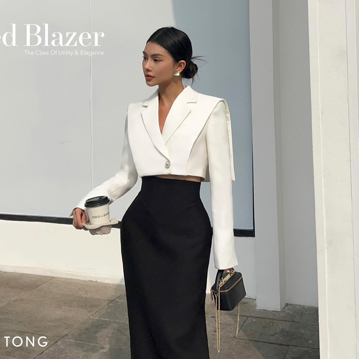 White Cropped Blazer by Keira Tong