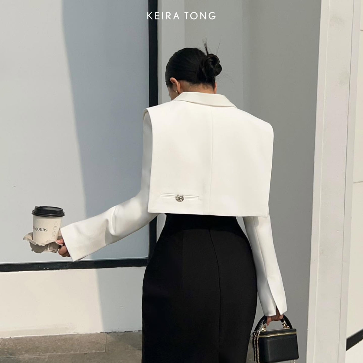 White Cropped Blazer by Keira Tong