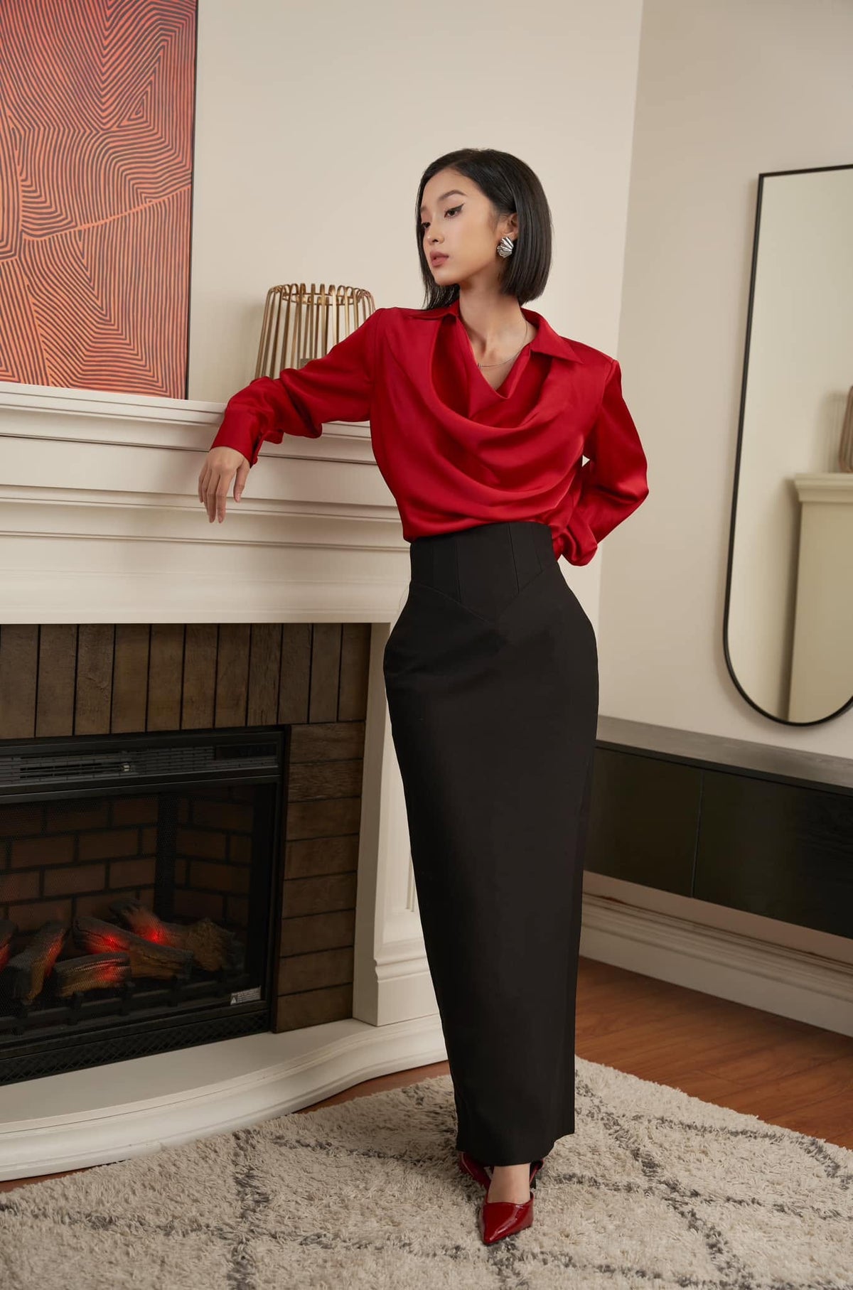 Black Corset Pencil Skirt by Keira Tong