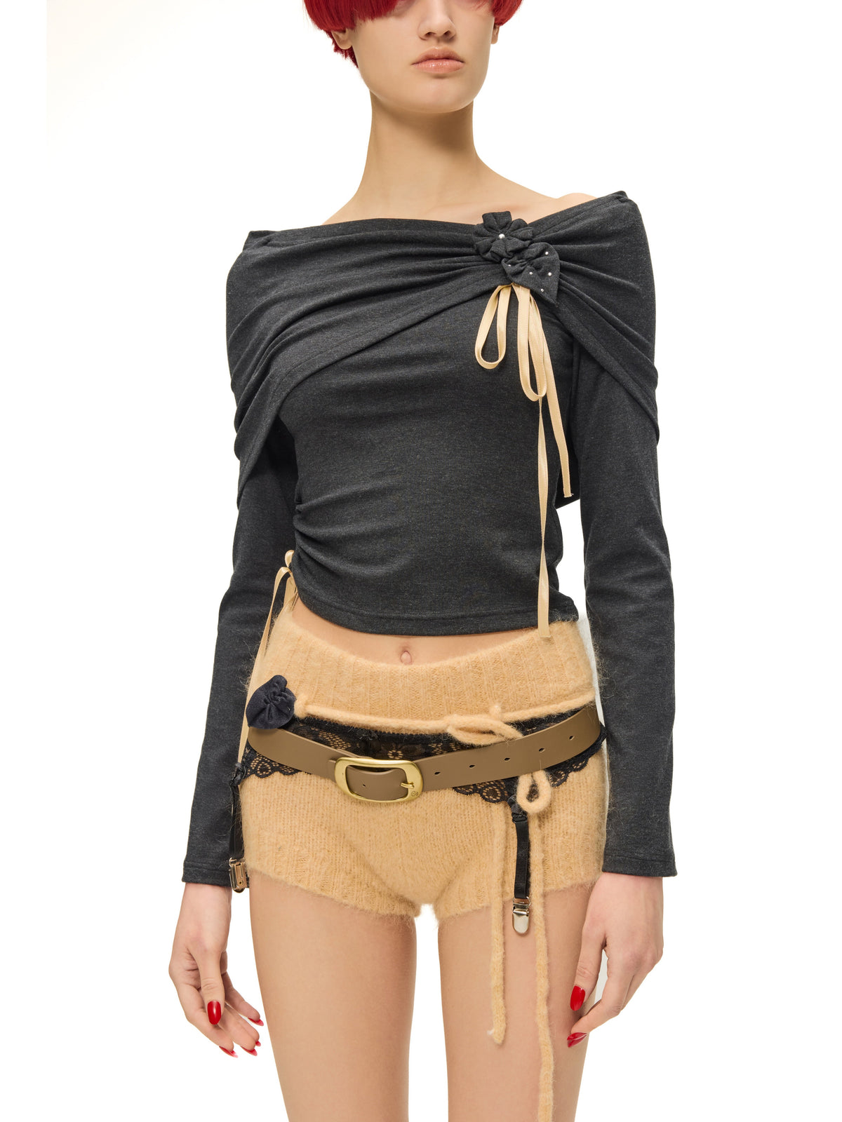 “Bouquet” Top Dark Gray by Sultry Virgin
