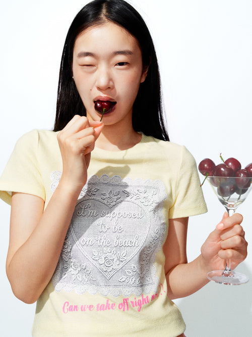 "BEACH PLEASE" Terry Tee by Sultry Virgin