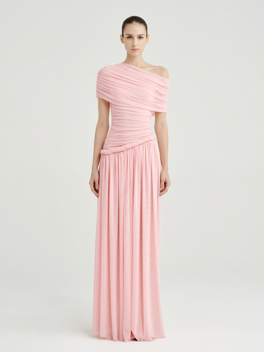 Off-Shoulder Draped Maxi Dress